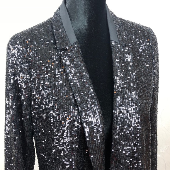 Banana Republic Black Sequin Jacket Size 4 - Picture 4 of 7